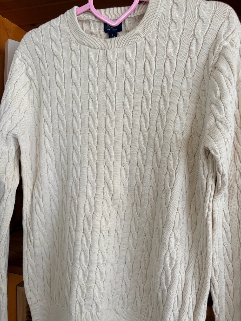J.Crew Cable Knit Crewneck Sweater Ivory Size S Minimalist - Picture 6 of 7